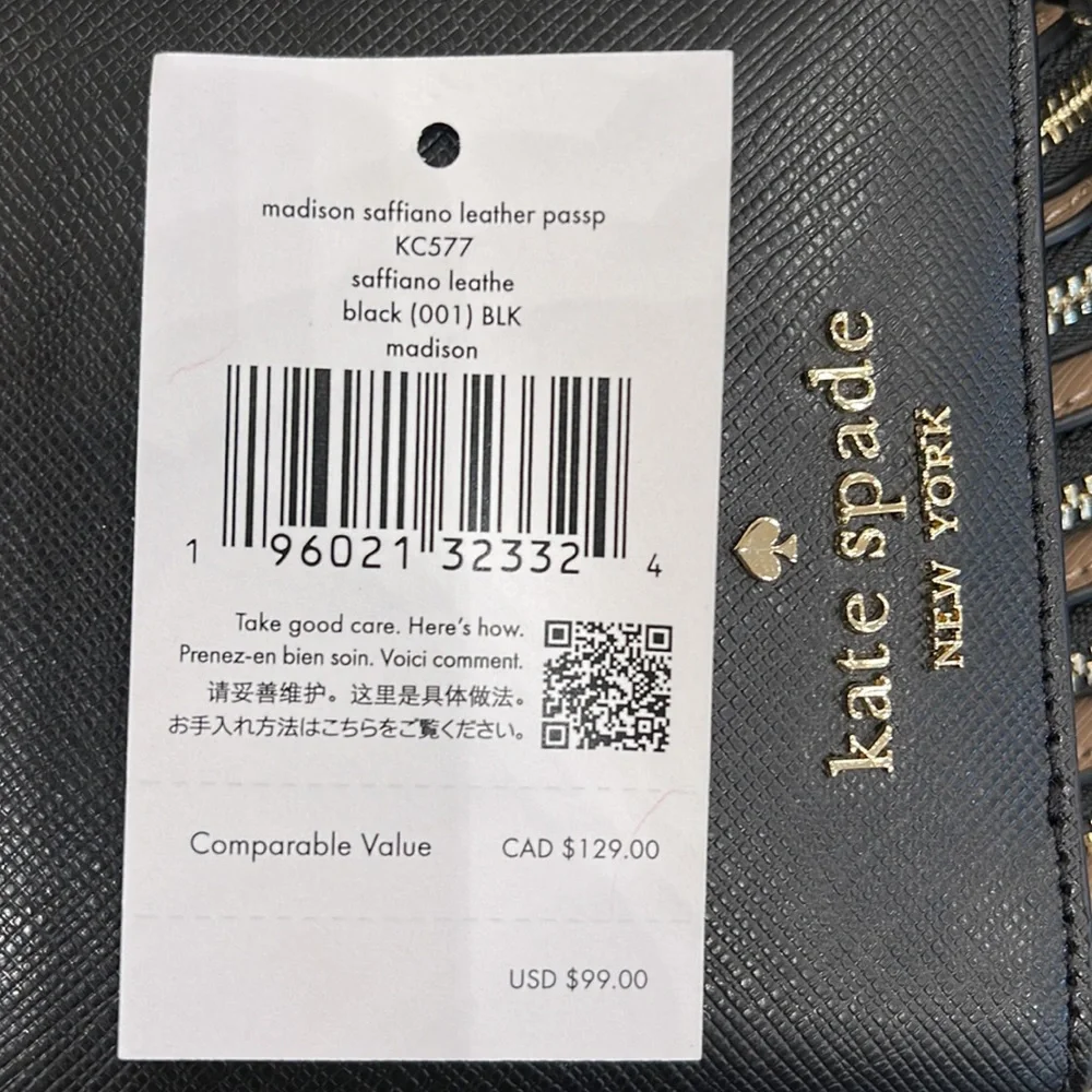 Kate Spade Madison Leather Passport Holder, Crush Proof, Black
NWT - Picture 6 of 16